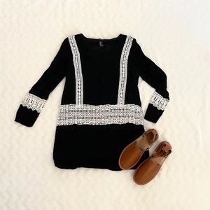 Black Tunic with Crochet Detail